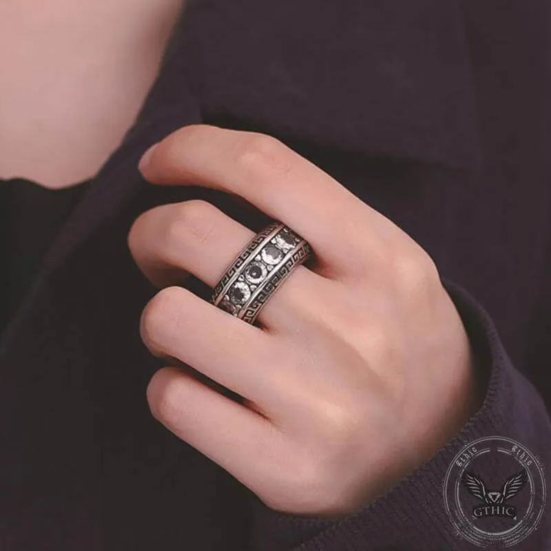 Vintage Six-Word Mantra Zircon Stainless Steel Ring sold by GTHIC product image thumbnail 2