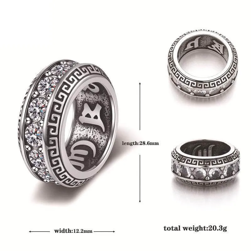 Vintage Six-Word Mantra Zircon Stainless Steel Ring sold by GTHIC product image thumbnail 5