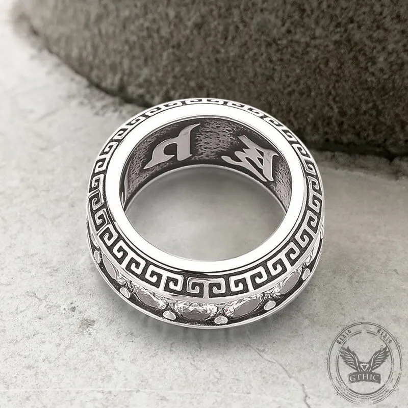 Vintage Six-Word Mantra Zircon Stainless Steel Ring sold by GTHIC product image thumbnail 4