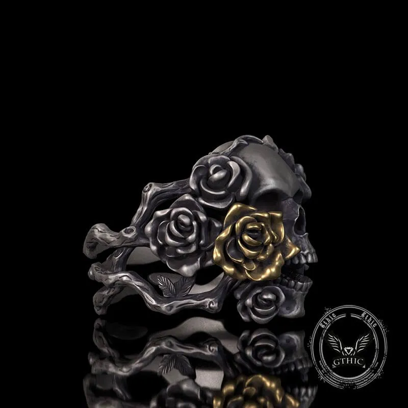 Gothic Vine Rose Skull Gem Sterling Silver Ring sold by GTHIC product image thumbnail 4