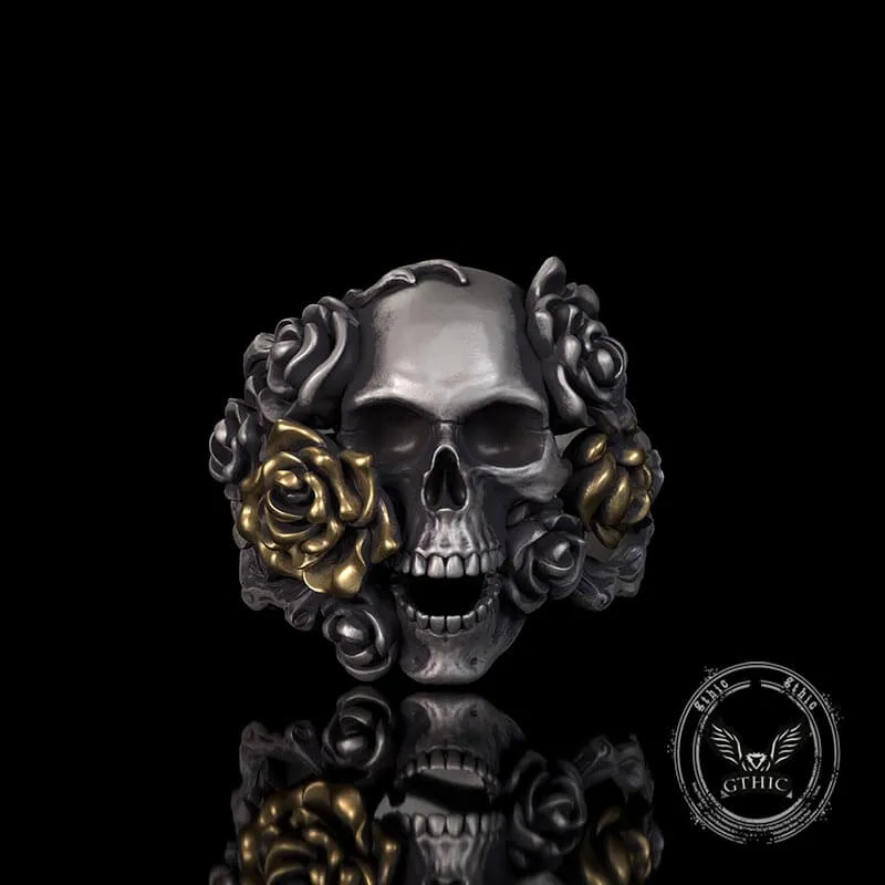 Gothic Vine Rose Skull Gem Sterling Silver Ring sold by GTHIC product image thumbnail 2