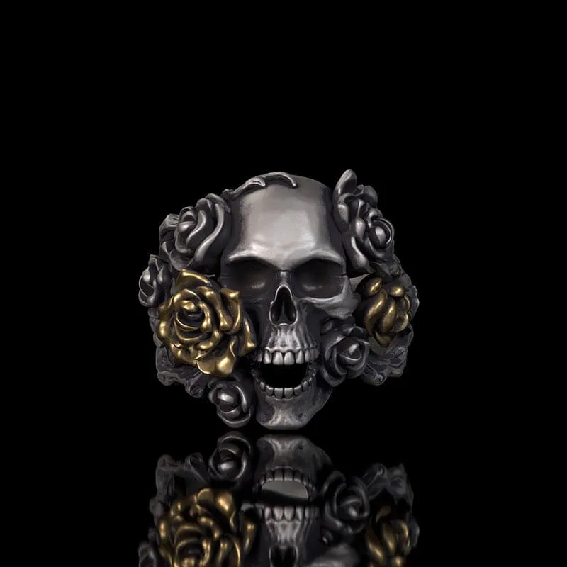 Gothic Vine Rose Skull Gem Sterling Silver Ring sold by GTHIC product image thumbnail 5
