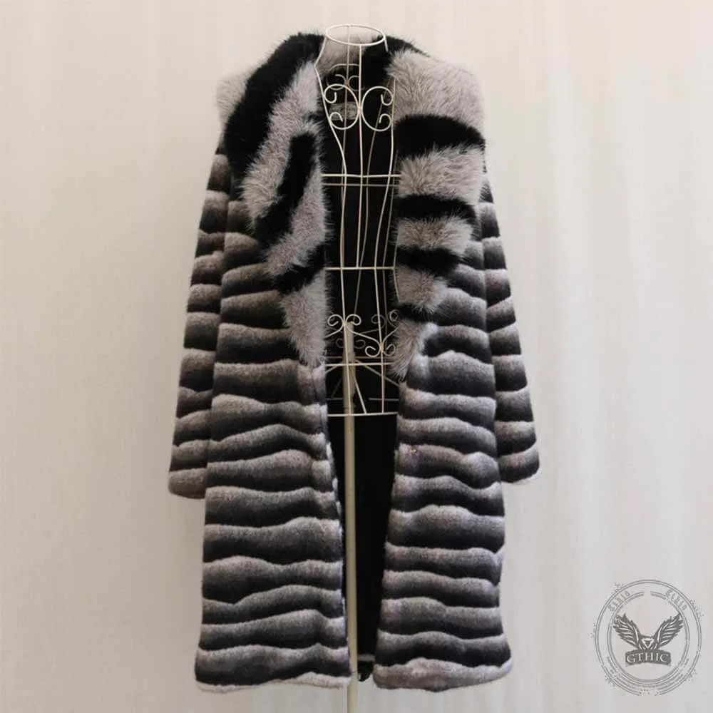 Zebra Print Faux Fur Lapel Long Coat sold by GTHIC