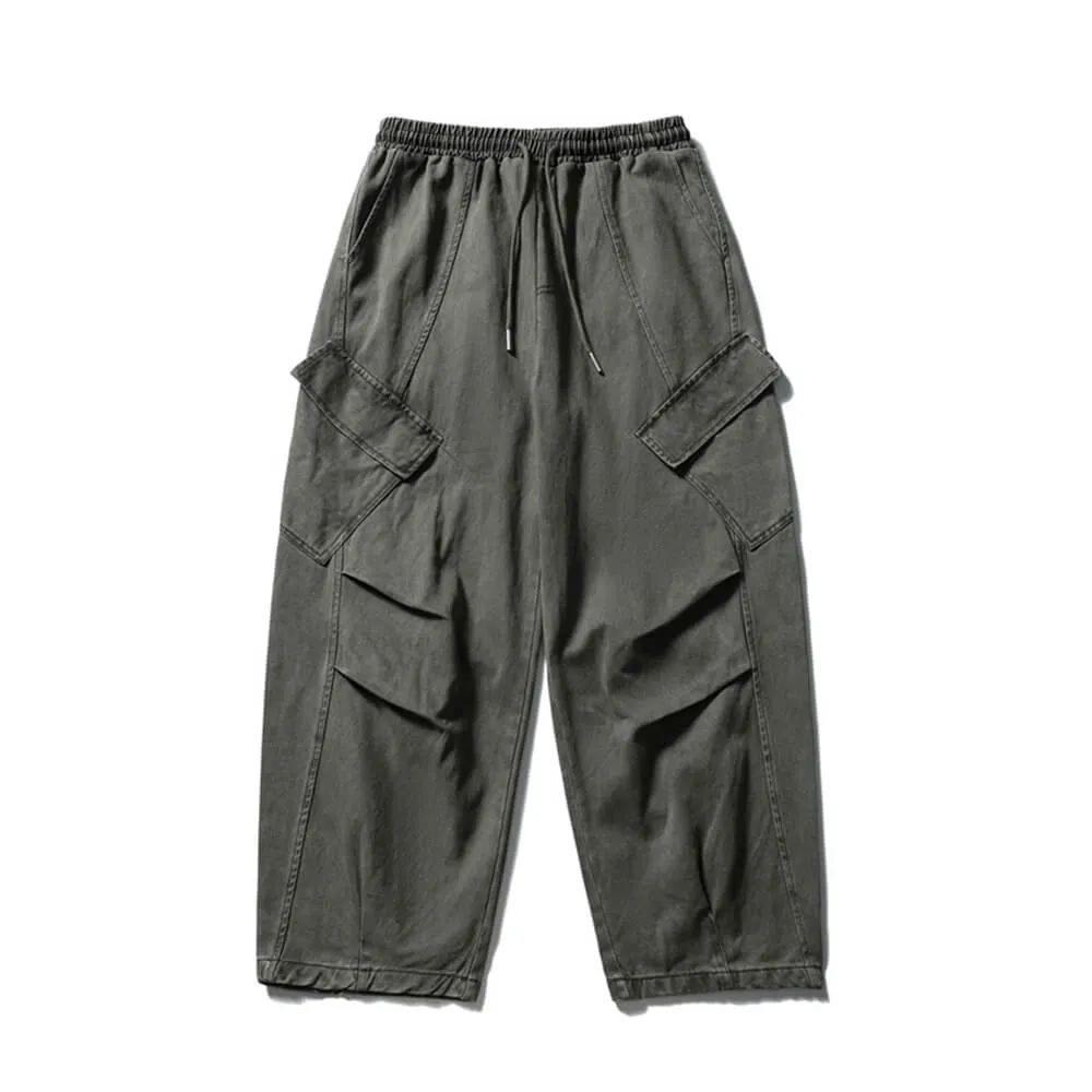 Retro Washed Multi-Pocket Wide-Leg Scimitar Pants sold by GTHIC