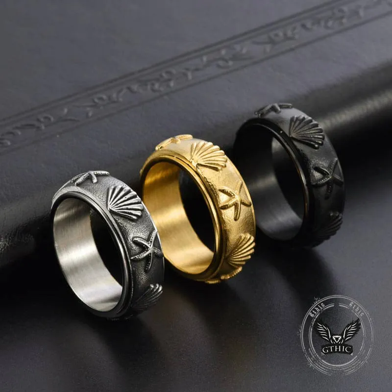 Vintage Shell Starfish Stainless Steel Spinner Ring sold by GTHIC product image thumbnail 4