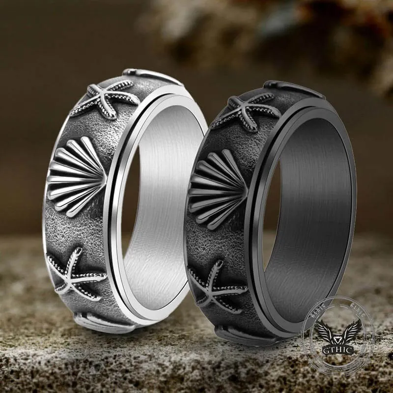 Vintage Shell Starfish Stainless Steel Spinner Ring sold by GTHIC product image thumbnail 3