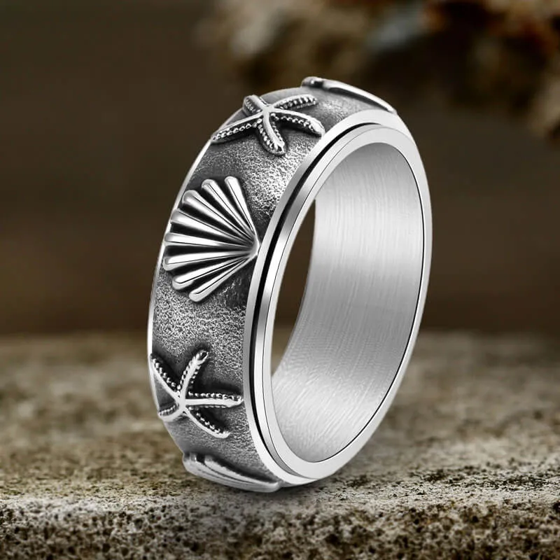Vintage Shell Starfish Stainless Steel Spinner Ring sold by GTHIC product image thumbnail 5