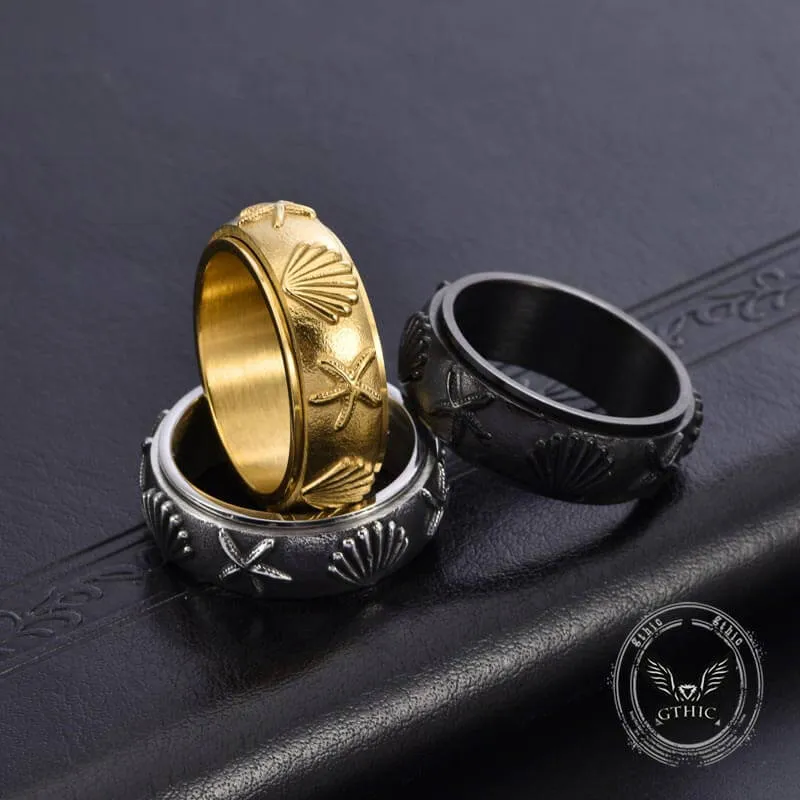 Vintage Shell Starfish Stainless Steel Spinner Ring sold by GTHIC