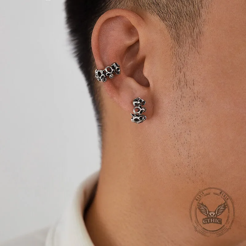 Punk Hollow Skull Stainless Steel Ear Cuffs sold by GTHIC product image thumbnail 3