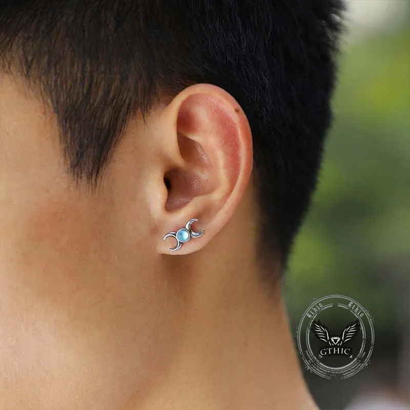 Simple Triple Moon Goddess Stainless Steel Earrings sold by GTHIC product image thumbnail 5