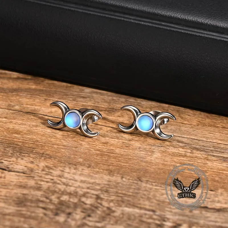 Simple Triple Moon Goddess Stainless Steel Earrings sold by GTHIC