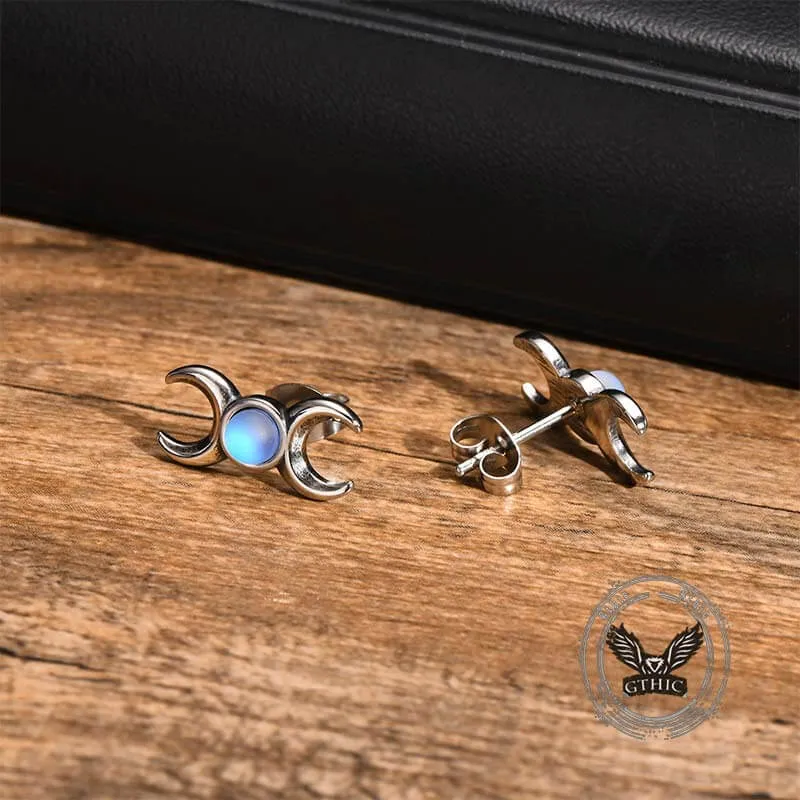 Simple Triple Moon Goddess Stainless Steel Earrings sold by GTHIC product image thumbnail 4