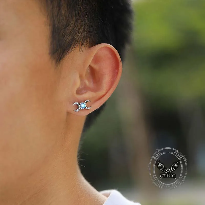 Simple Triple Moon Goddess Stainless Steel Earrings sold by GTHIC product image thumbnail 2