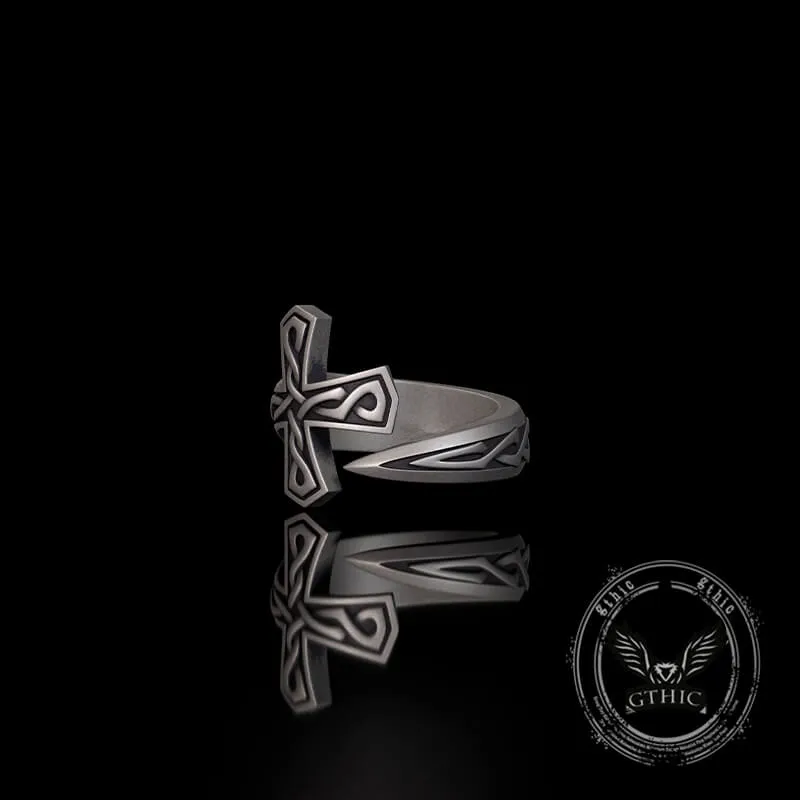 Vintage Cross Sword Sterling Silver Open Ring sold by GTHIC product image thumbnail 3