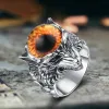 Gothic Devil Eye Fierce Wolf Stainless Steel Ring sold by GTHIC