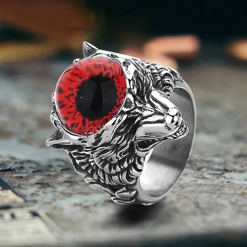 Gothic Devil Eye Fierce Wolf Stainless Steel Ring sold by GTHIC product image thumbnail 5