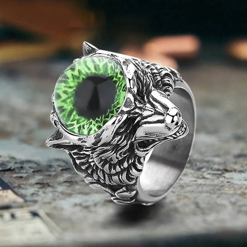 Gothic Devil Eye Fierce Wolf Stainless Steel Ring sold by GTHIC