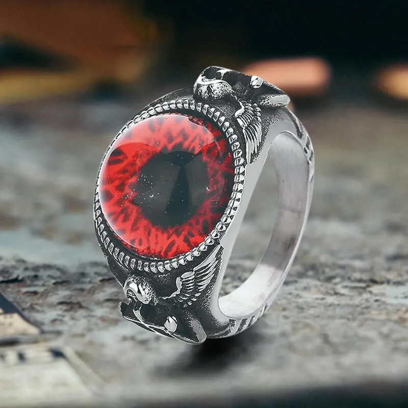 Vintage Devil Eye Angel Cross Stainless Steel Ring sold by GTHIC