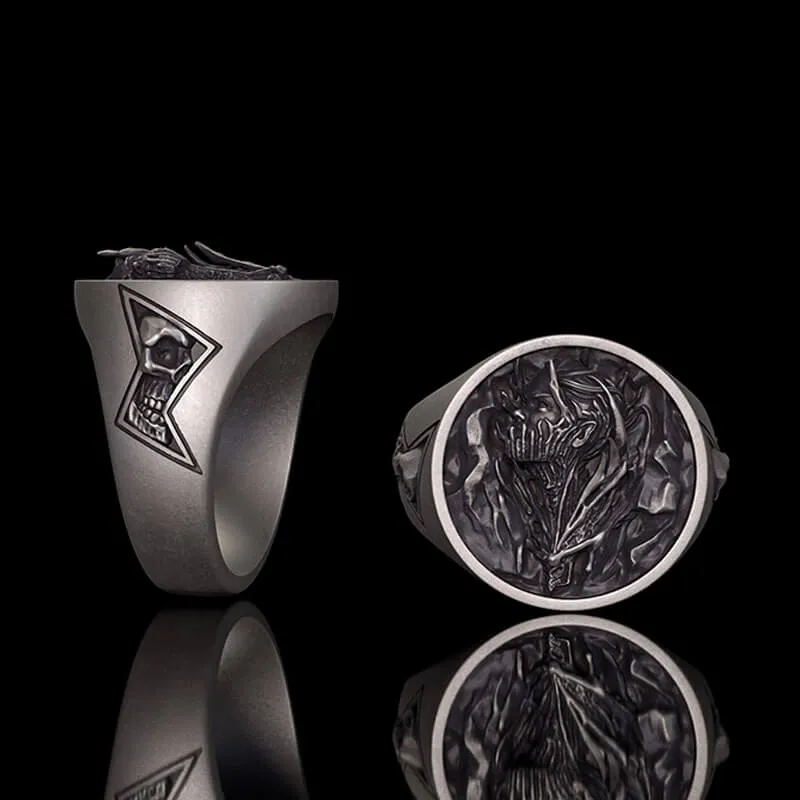 Witch Demon Lightning Skull Sterling Silver Ring sold by GTHIC