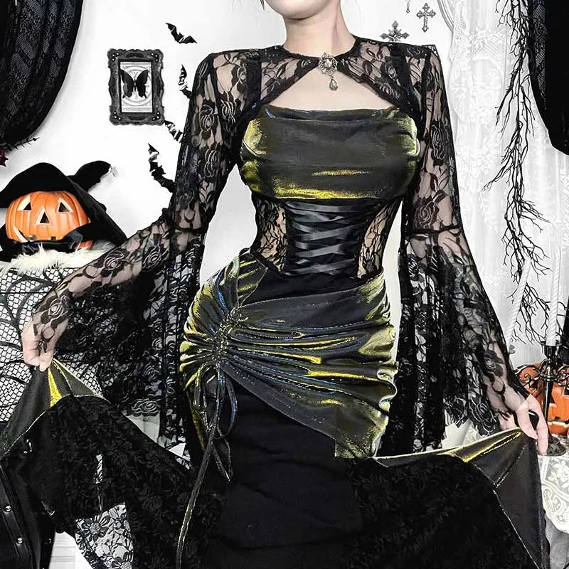 Gothic Lace Batwing Sleeve Slim Cover-Up And Dress sold by GTHIC product image thumbnail 3