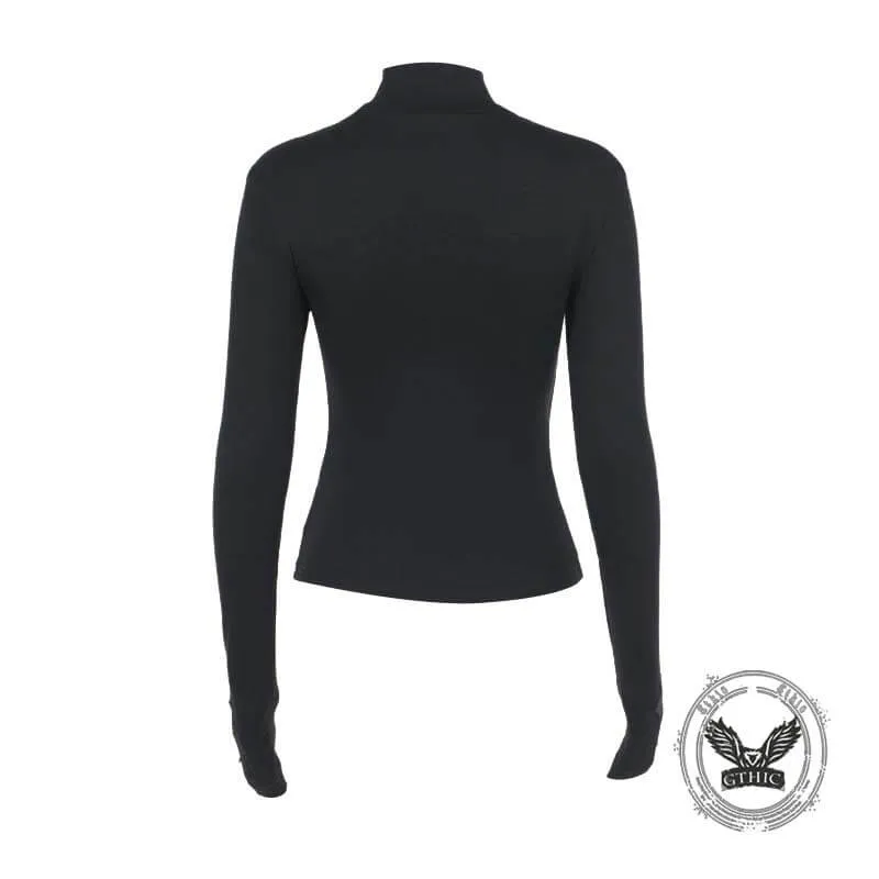 Gothic Mesh Hollow Cross Slim Long Sleeve Top sold by GTHIC product image thumbnail 5