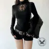 Gothic Mesh Hollow Cross Slim Long Sleeve Top sold by GTHIC