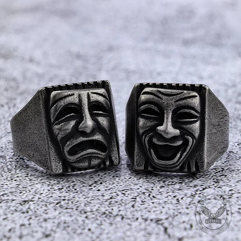 Punk Skull Face Expression Square Stainless Steel Ring sold by GTHIC
