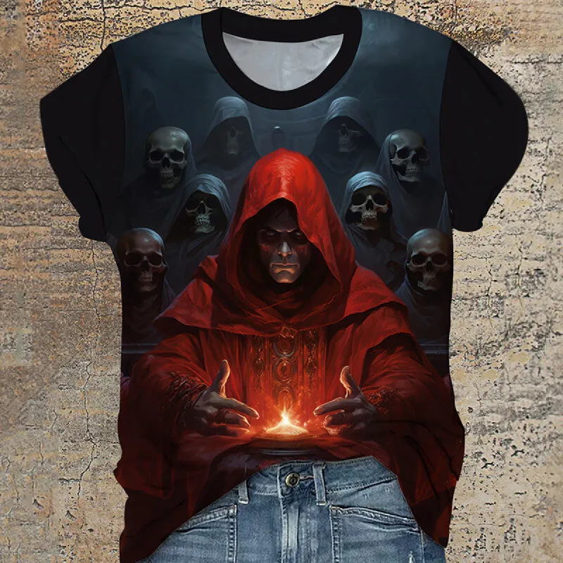 Pilgrims Gothic Skull Round Neck T-Shirt sold by GTHIC