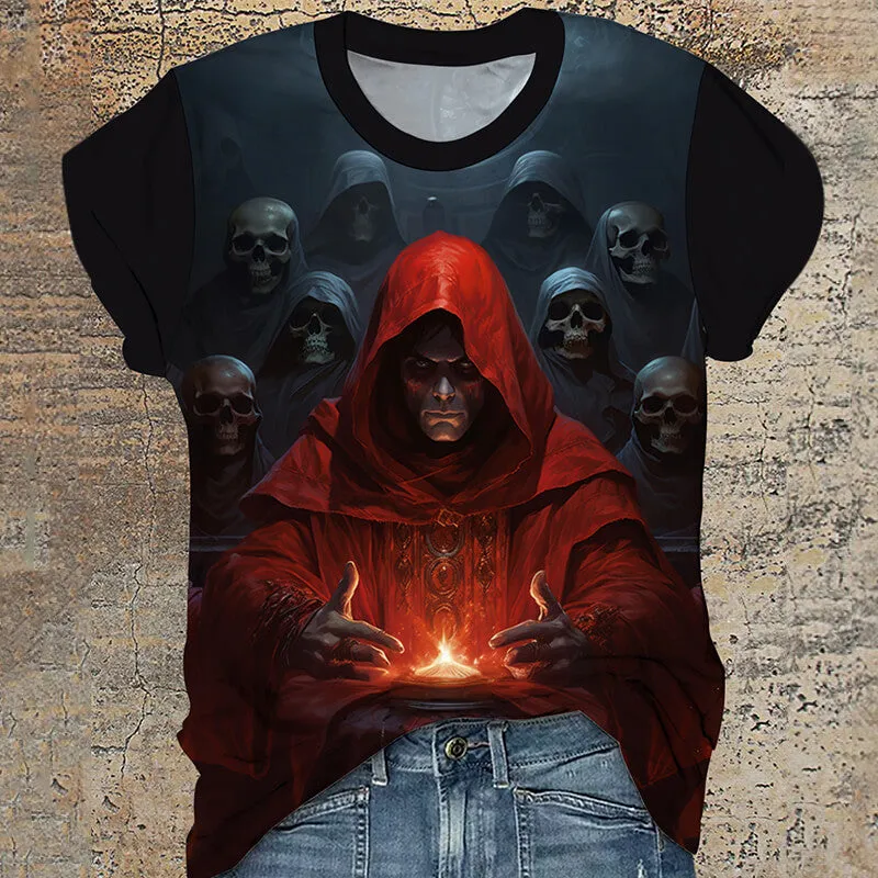 Pilgrims Gothic Skull Round Neck T-Shirt sold by GTHIC