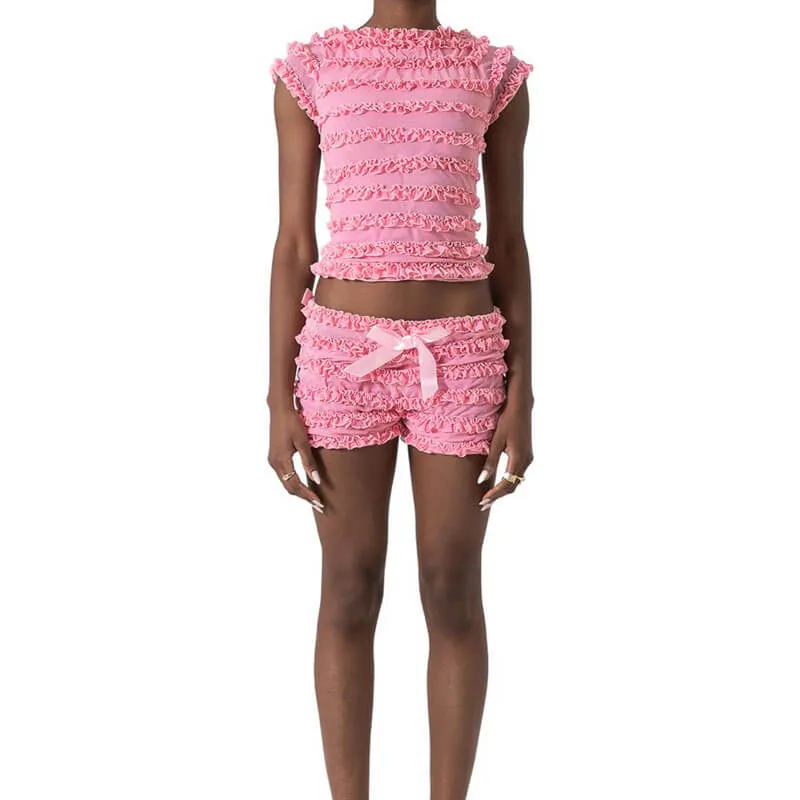 Sexy Lace Back Hollow Lace-Up Vest Bow Shorts Set sold by GTHIC product image thumbnail 2