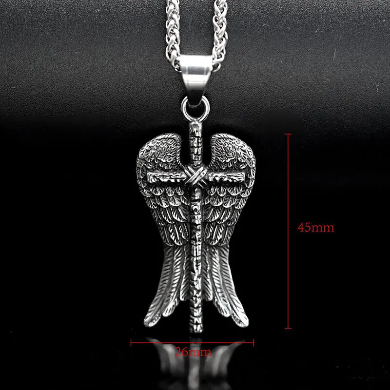 Vintage Angel Wing Cross Stainless Steel Pendant sold by GTHIC product image thumbnail 4