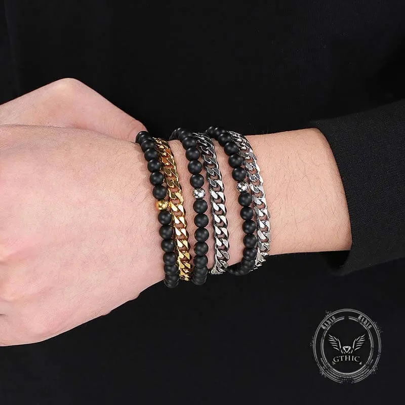 Vintage Beads Cuban Chain Stainless Steel Bracelet sold by GTHIC product image thumbnail 3