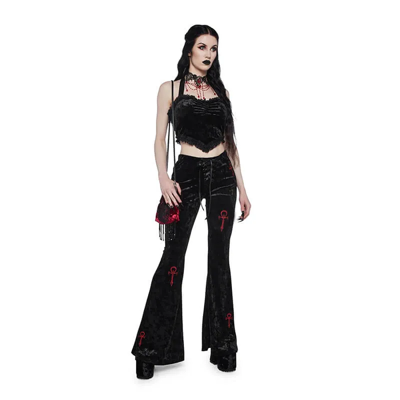 Gothic Slim Cross Embroidered Flared Pants sold by GTHIC product image thumbnail 5