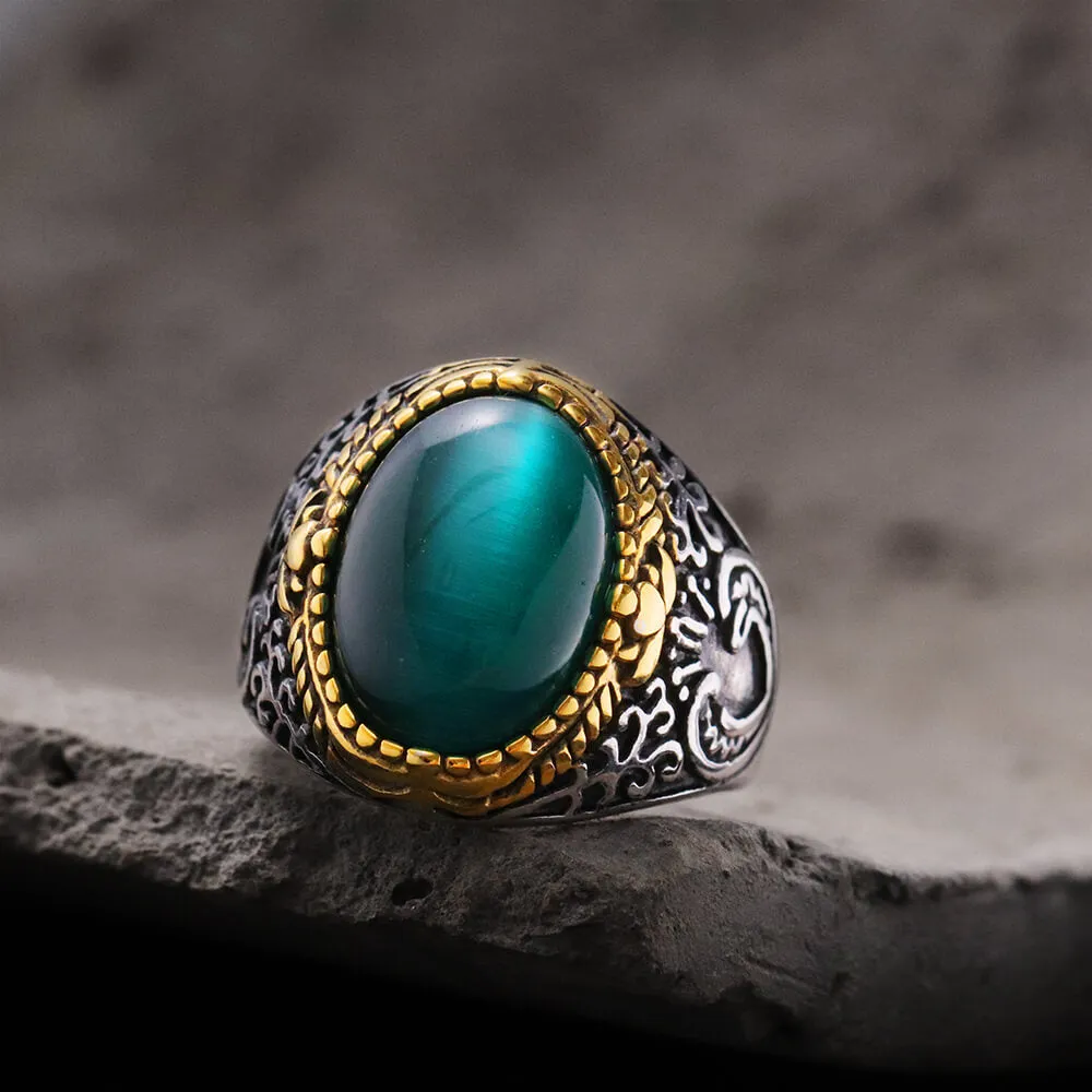 Gothic Pattern Gemstone Stainless Steel Ring sold by GTHIC