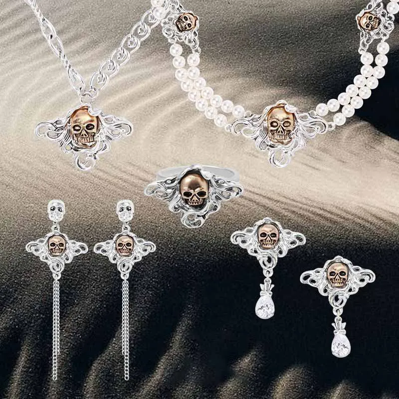 Hip-Hop Style Gold Skull Head Alloy Jewelry Set sold by GTHIC