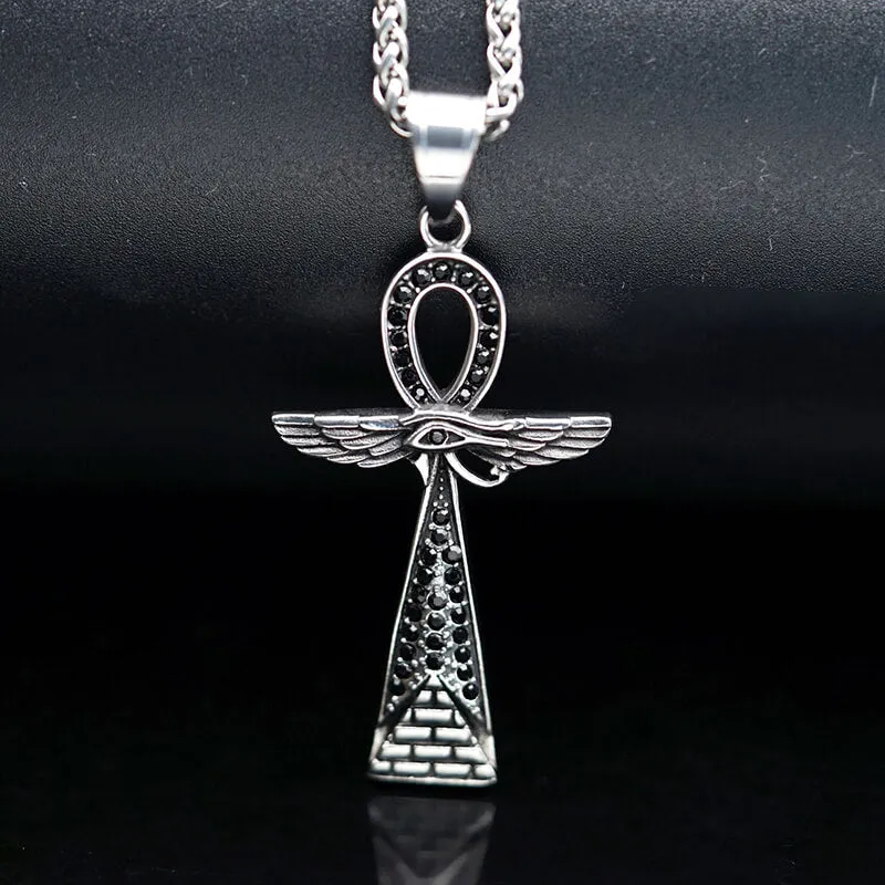 Vintage Cross Pyramid Horus Eye Stainless Steel Pendant sold by GTHIC