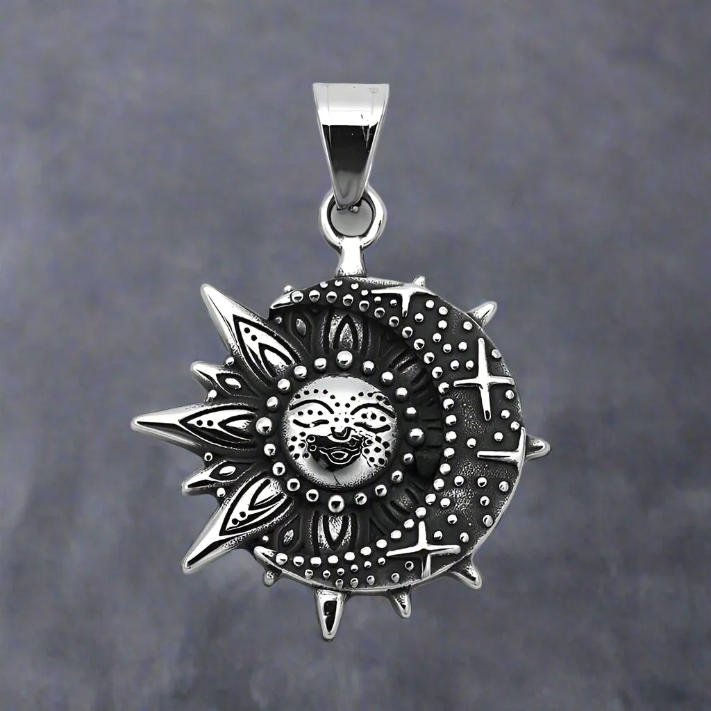 Vintage Smiley Sun Celestial Body Stainless Steel Pendant sold by GTHIC product image thumbnail 5