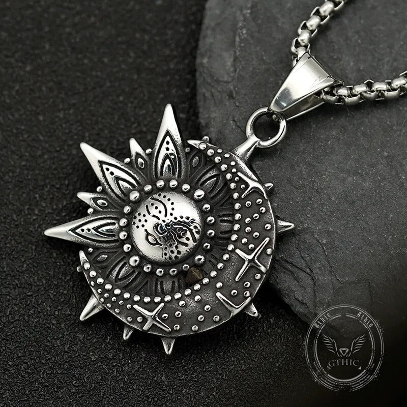Vintage Smiley Sun Celestial Body Stainless Steel Pendant sold by GTHIC product image thumbnail 3