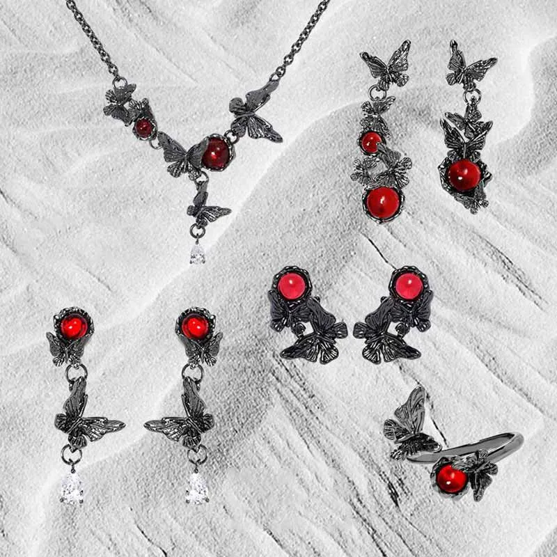 Gothic Dark Black Butterfly Alloy Jewelry Set sold by GTHIC