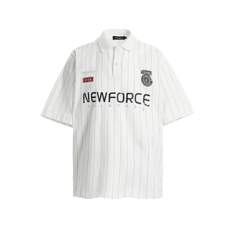 American Style Letter Print Striped Polo T-Shirt sold by GTHIC product image thumbnail 5