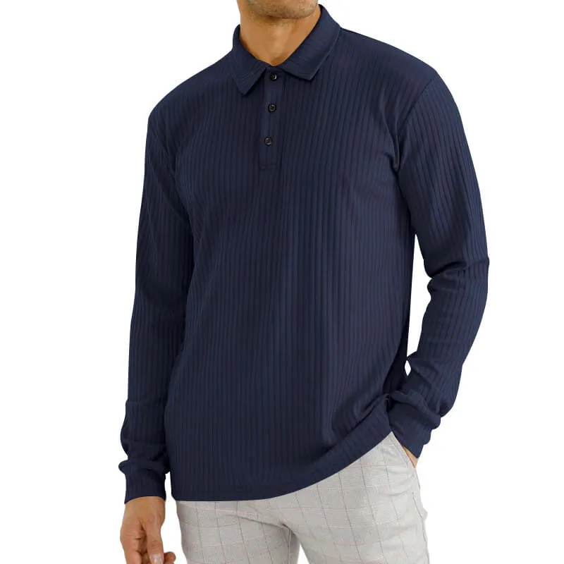 Fashion Vertical Striped Long Sleeve Lapel Polo Shirt sold by GTHIC product image thumbnail 4