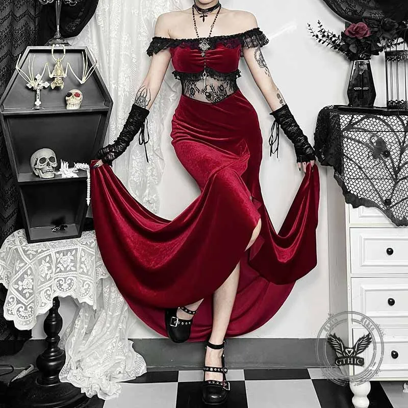 Sexy Off-Shoulder Lace Hollow Irregular Dress sold by GTHIC