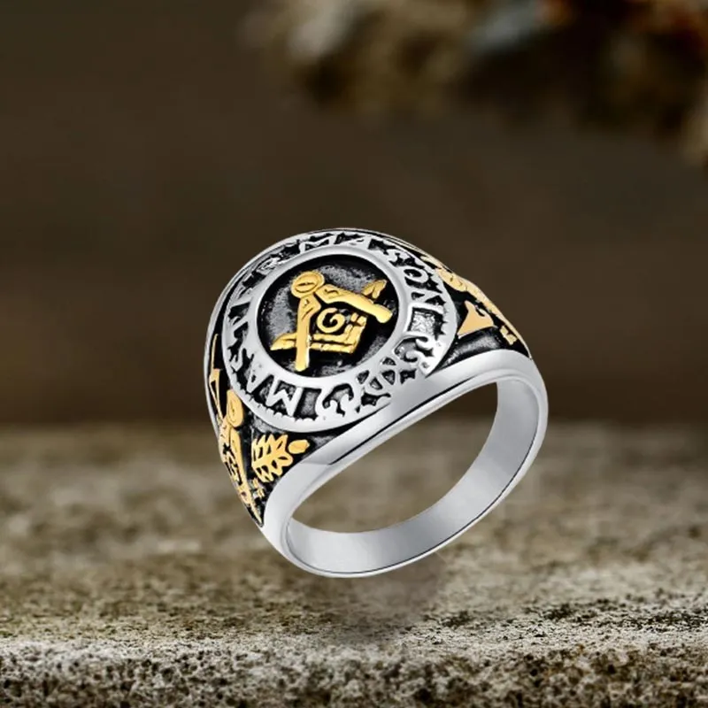 Retro Masonic Symbol Stainless Steel Ring sold by GTHIC product image thumbnail 5