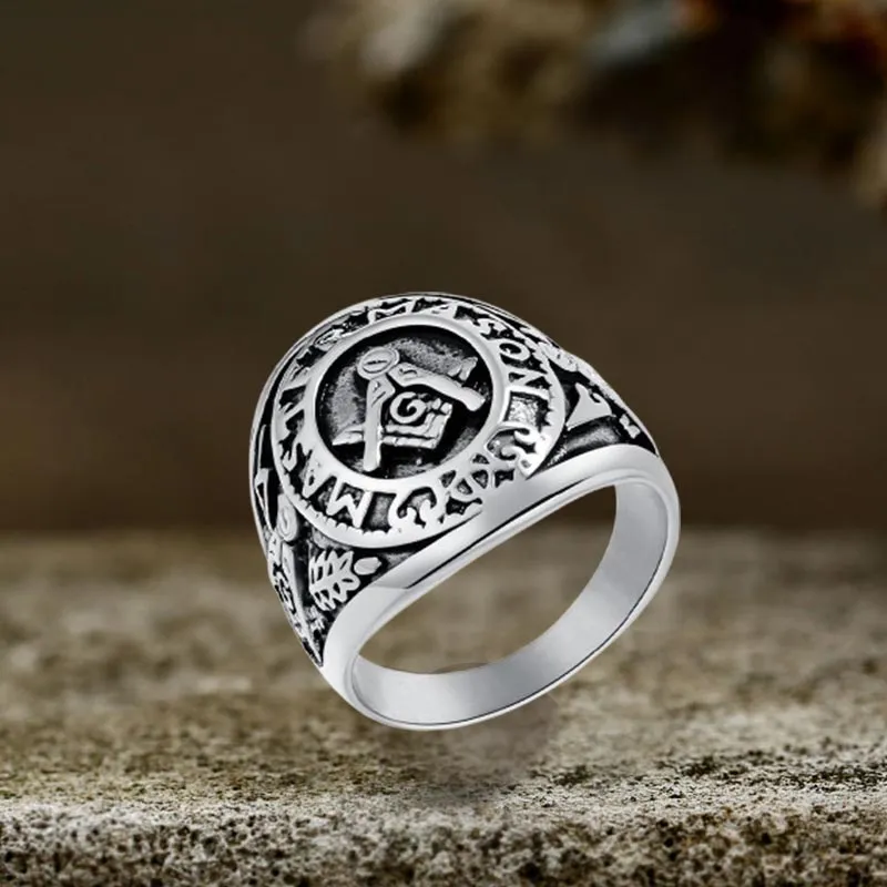 Retro Masonic Symbol Stainless Steel Ring sold by GTHIC product image thumbnail 3