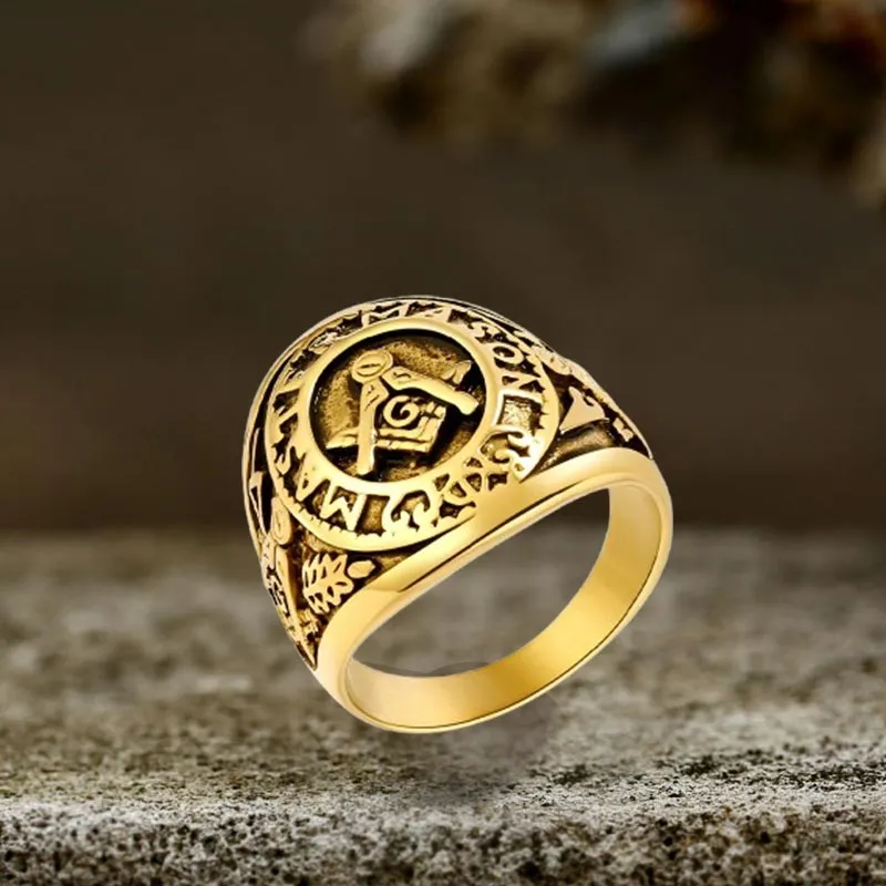 Retro Masonic Symbol Stainless Steel Ring sold by GTHIC product image thumbnail 4