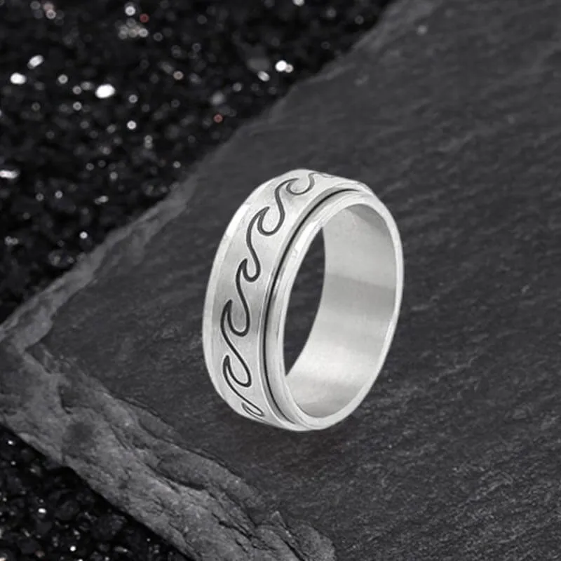 Simple Wave Pattern Stainless Steel Spinner Ring sold by GTHIC product image thumbnail 5