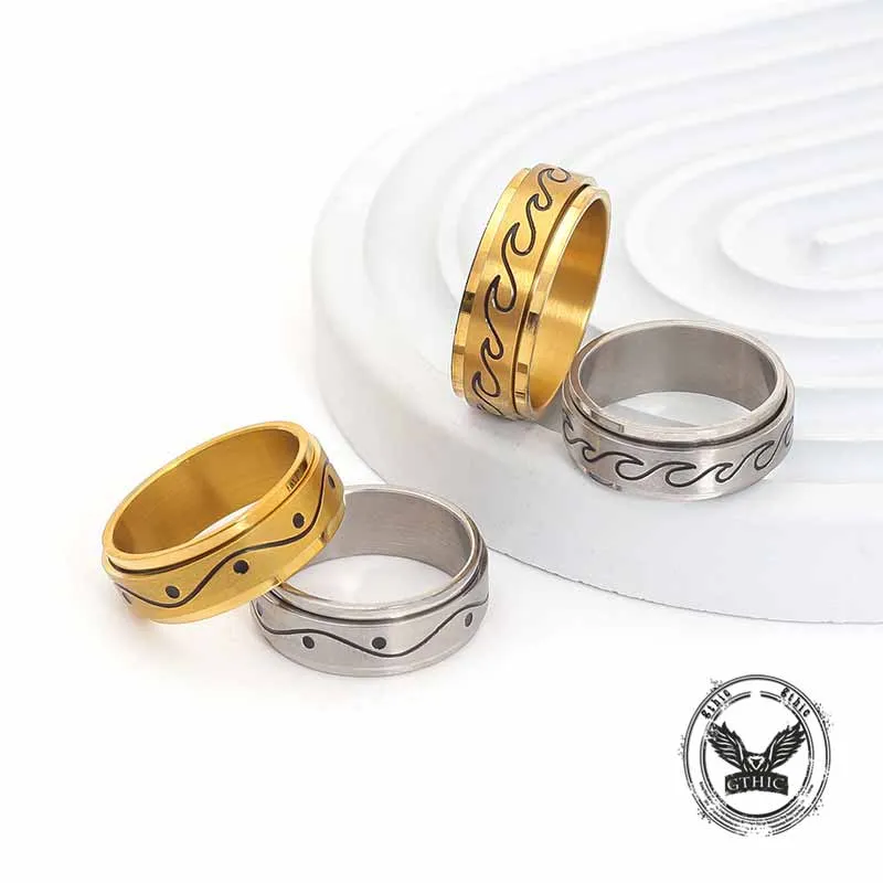Simple Wave Pattern Stainless Steel Spinner Ring sold by GTHIC product image thumbnail 3