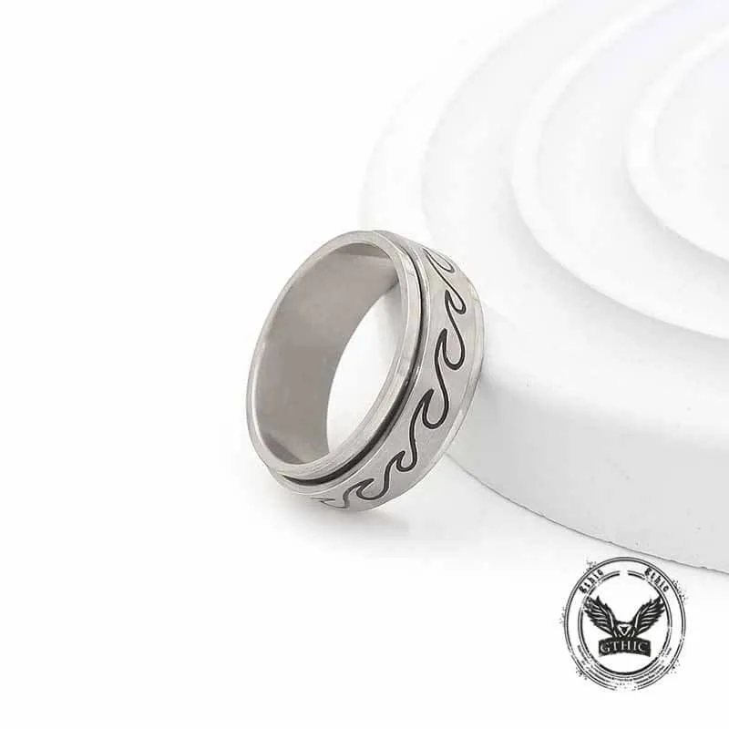 Simple Wave Pattern Stainless Steel Spinner Ring sold by GTHIC product image thumbnail 2