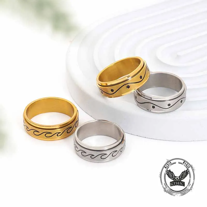 Simple Wave Pattern Stainless Steel Spinner Ring sold by GTHIC product image thumbnail 4