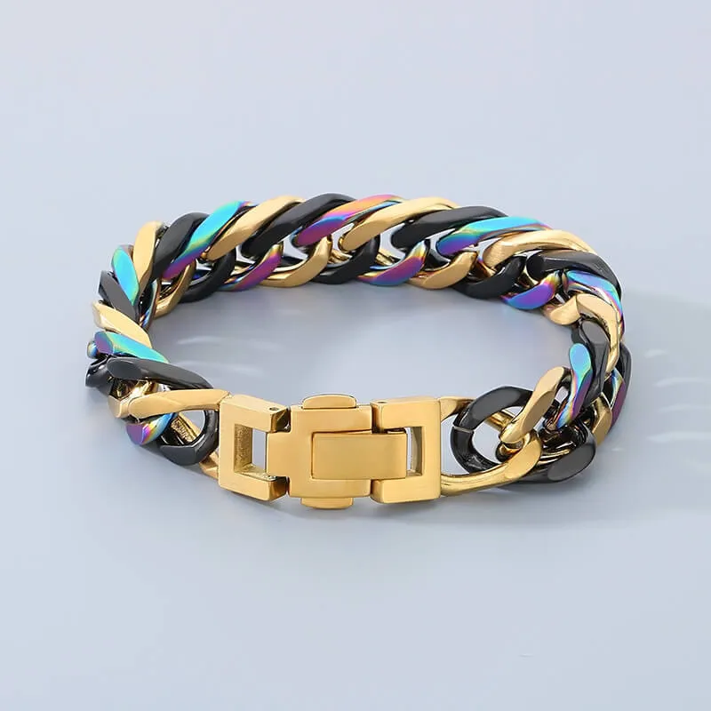 Punk Colorful Design Cuban Chain Stainless Steel Bracelet sold by GTHIC product image thumbnail 5